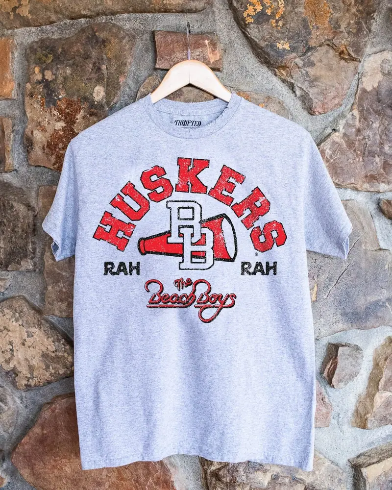The Beach Boys Huskers Cheer Arch Gray Thrifted Tee 1