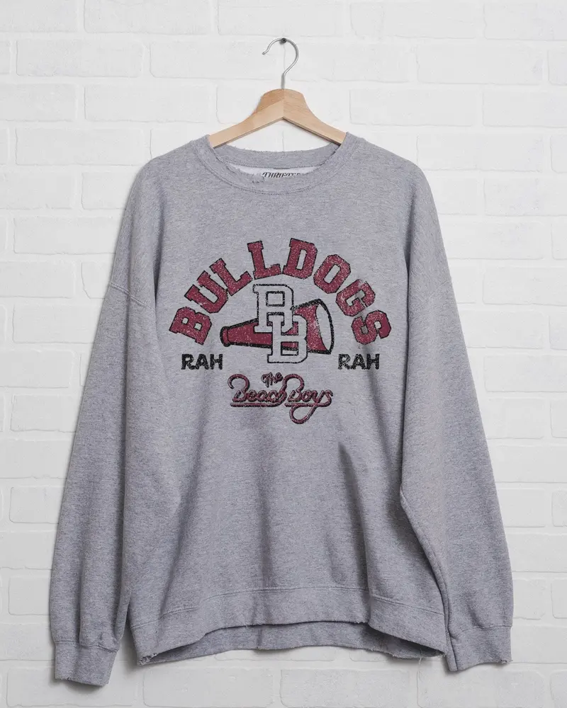The Beach Boys Mississippi State Bulldogs Cheer Arch Gray Thrifted Sweatshirt 1