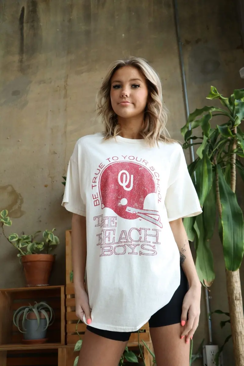 The Beach Boys Ou Sooners True To Your School Off White Thrifted Tee 1