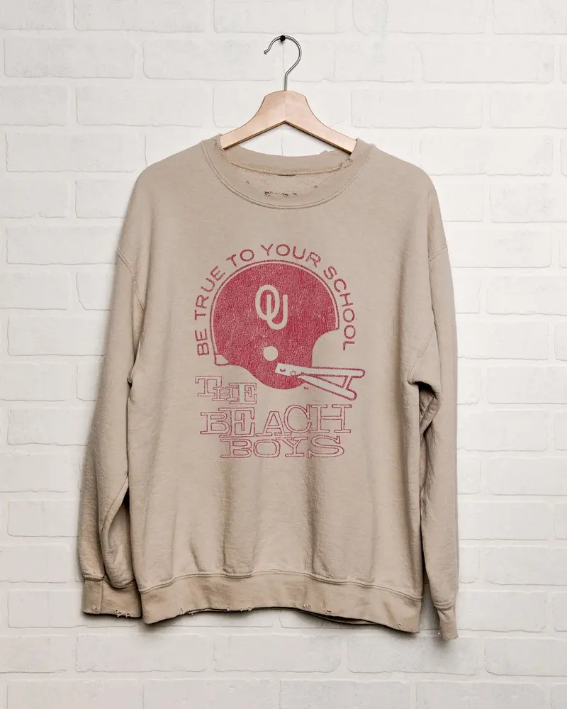 The Beach Boys Ou Sooners True To Your School Sand Thrifted Sweatshirt 1