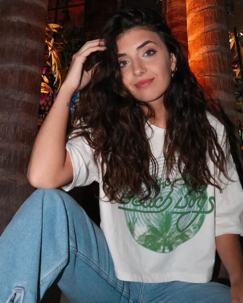 The Beach Boys Palm Circle Off White Cropped Tee 1
