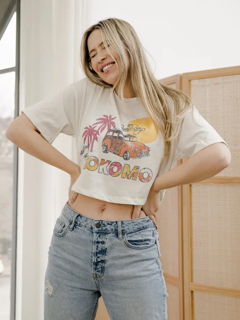 The Beach Boys Postcard Off White Cropped Tee 1