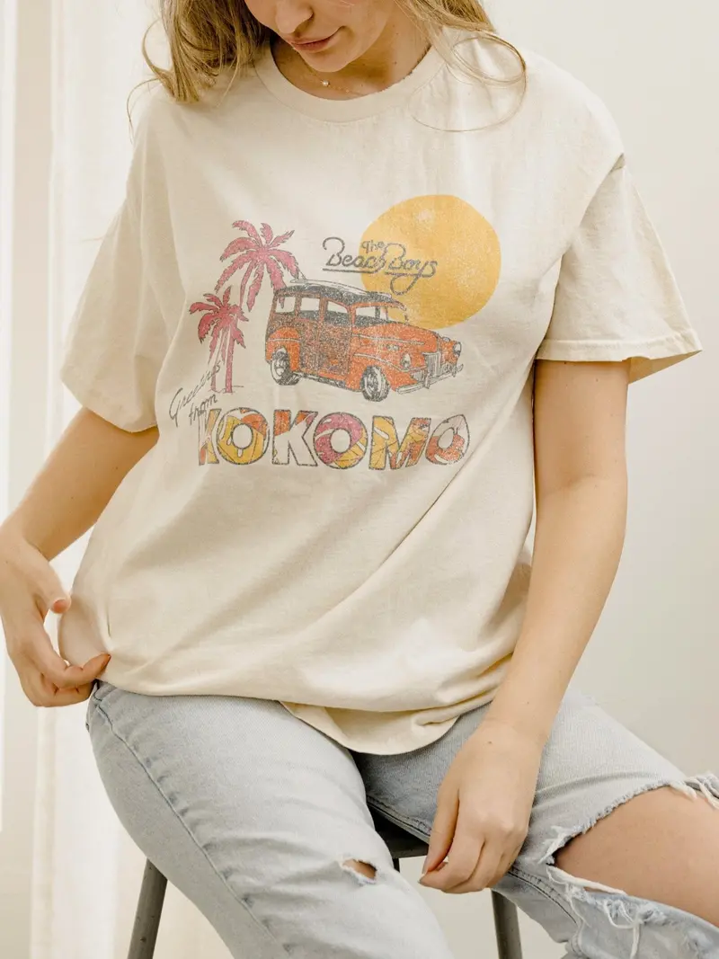 The Beach Boys Postcard Off White Thrifted Tee 1