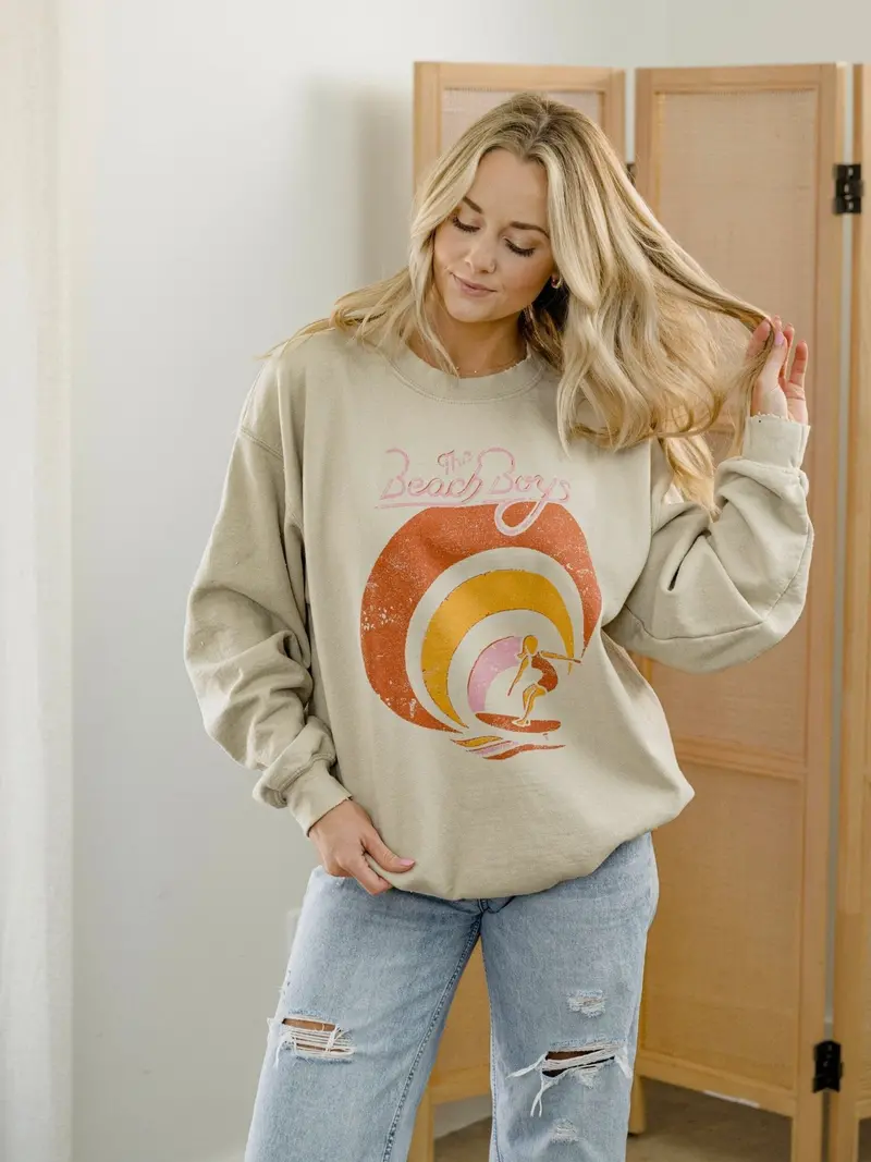 The Beach Boys Surfer Girl Sand Thrifted Sweatshirt 1