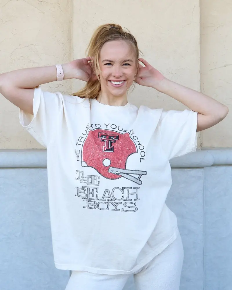 The Beach Boys Texas Tech True To Your School Off White Thrifted Tee 1