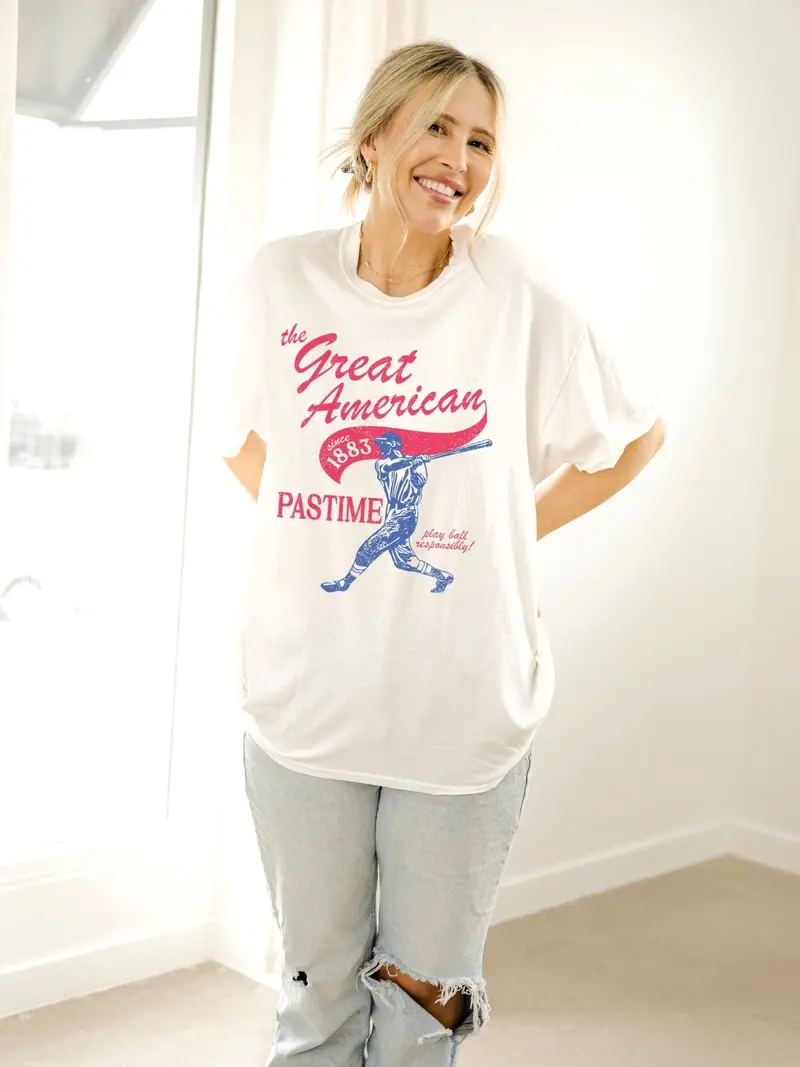 The Great American Pastime Baseball Off White Thrifted Tee 1
