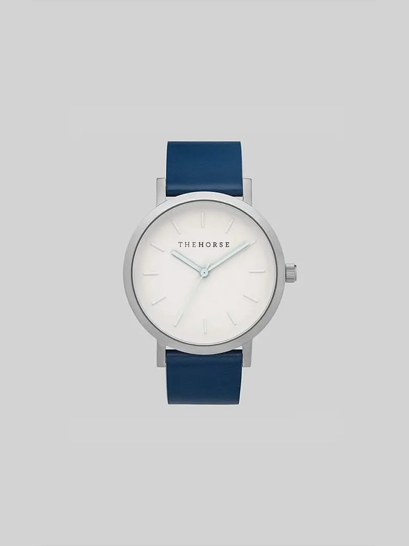 The Horse Brushed Silver / Navy Watch 1
