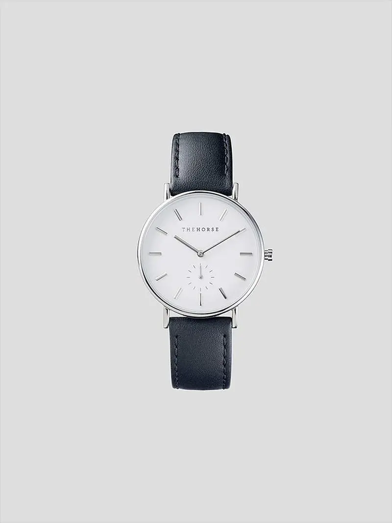 The Horse Classic Silver Black Leather Watch 1