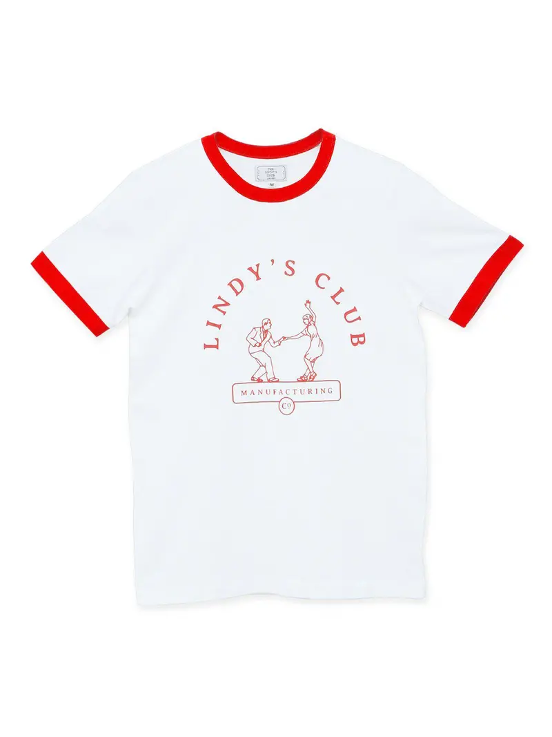 The Lindy's Club Lindance Ringer Tee White Red 1