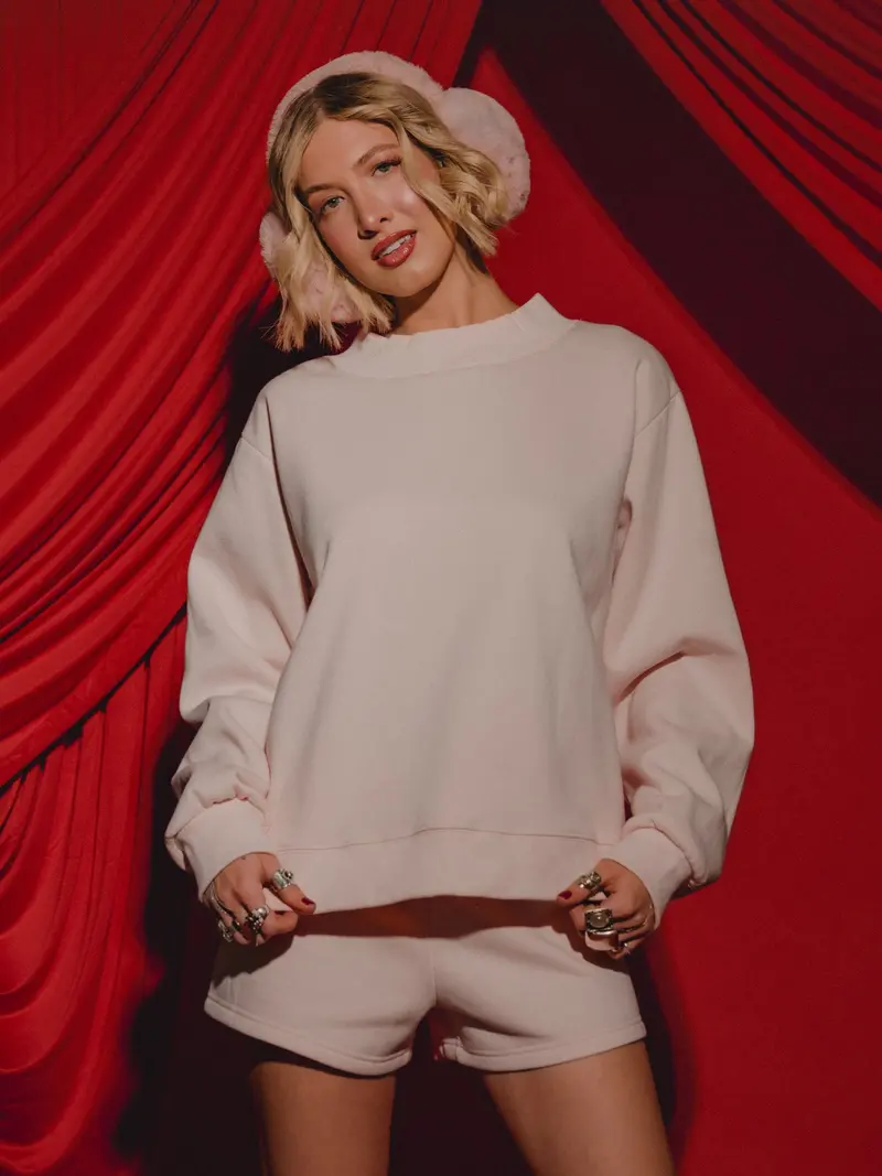 The Weekend Edit Pink Mock Neck Sweatshirt 1
