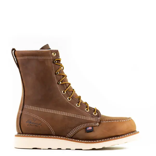 Thorogood Men's American Heritage 8 Inch Trail Crazy Horse Safety Toe Moc Toe Maxwear Wedge 1
