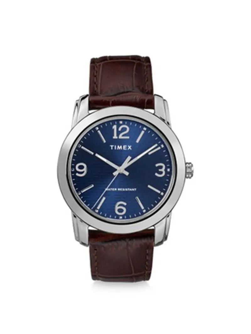 Timex Mens Brown Croco Leather Straps Tw2r86800 39Mm 1
