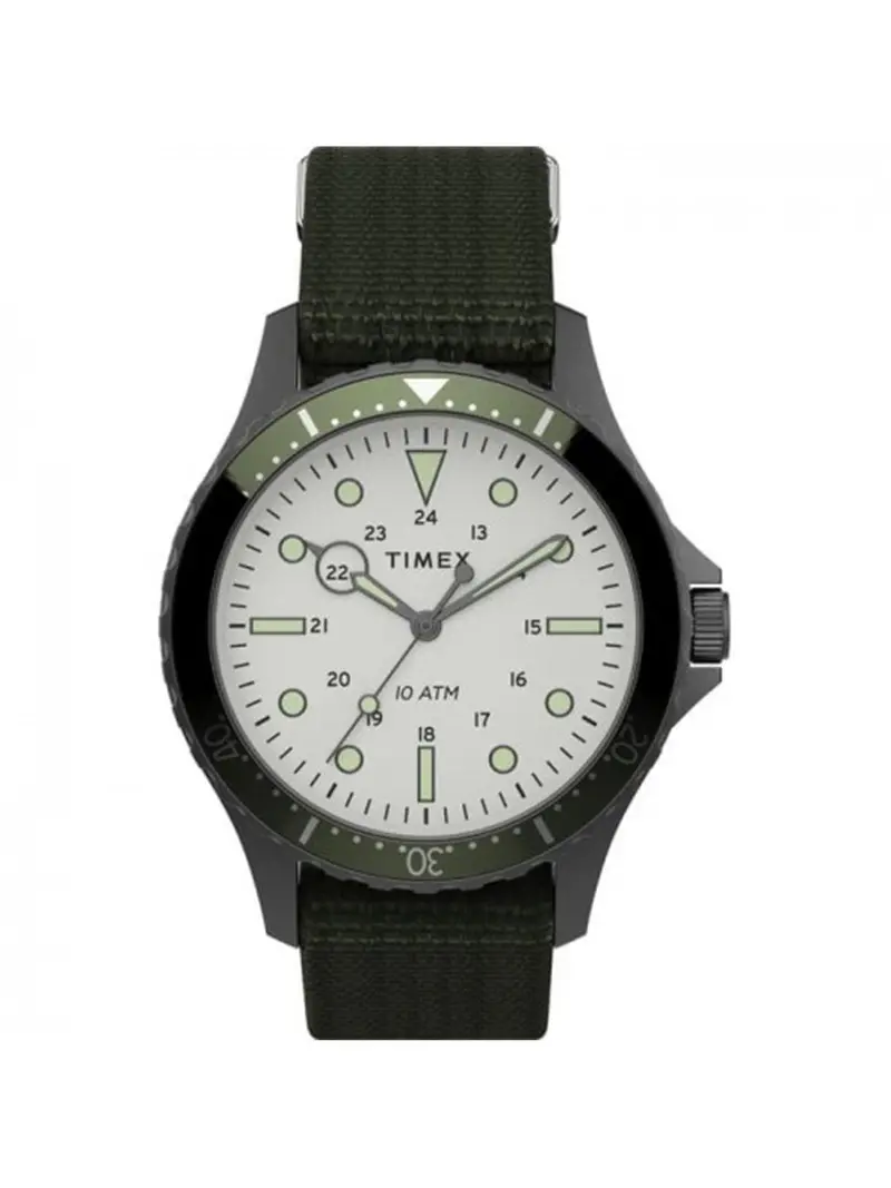 Timex Navi Tw2t75500 41Mm Gunmetal Green Fabric Strap 1