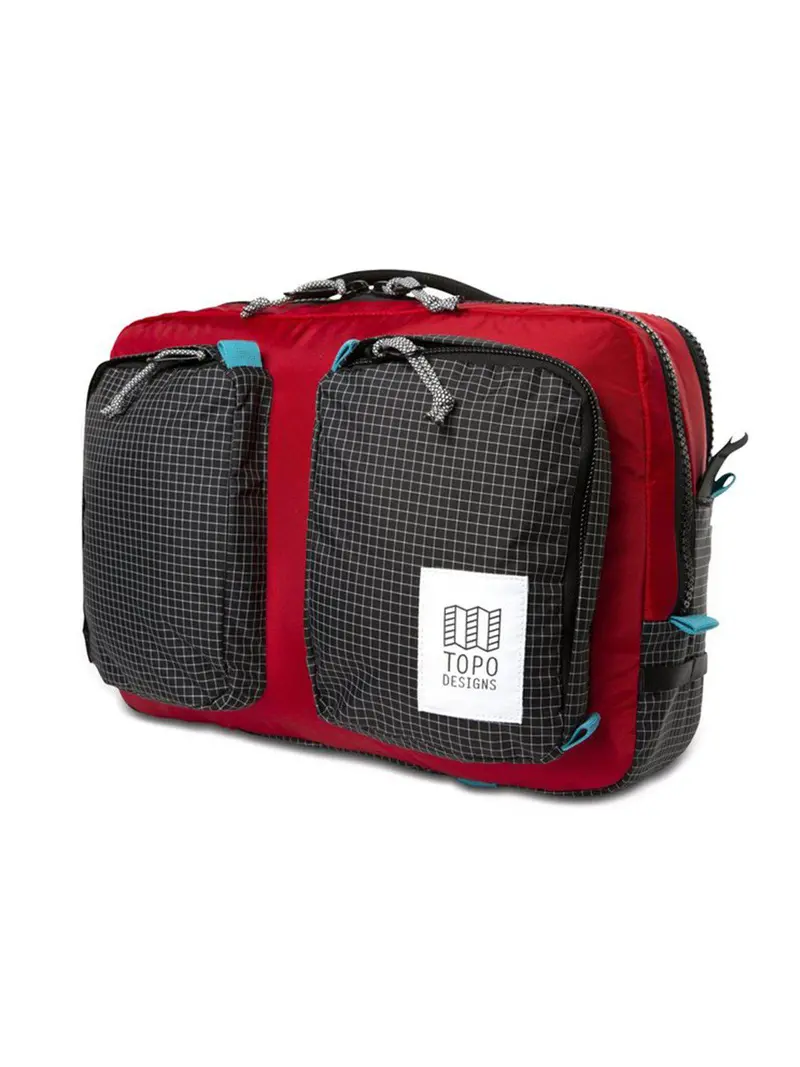 Topo Designs Global Briefcase Red Black Ripstop 1