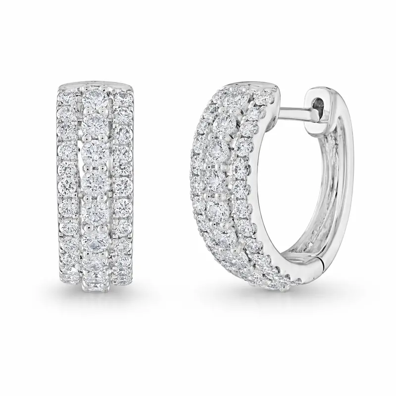 Tripleline Diamond Hoops 1