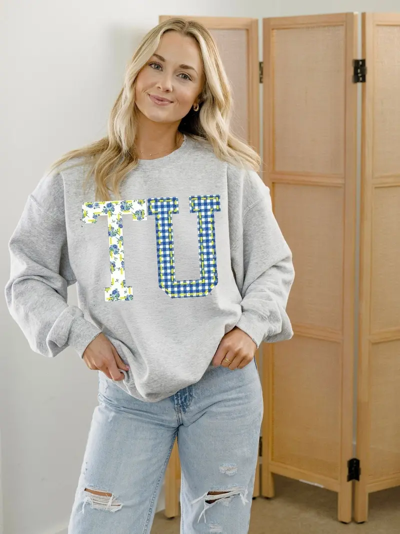Tu Quilted Puff Ink Ash Gray Thrifted Sweatshirt 1