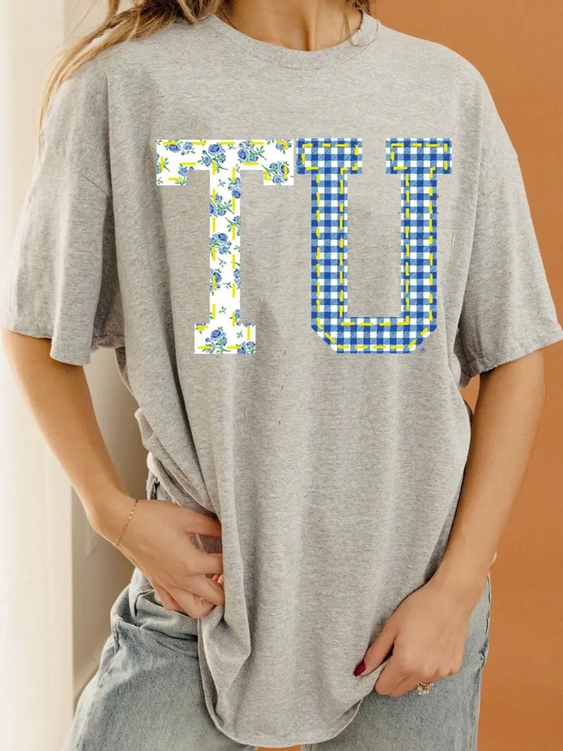 Tu Tulsa Hurricane Quilted Puff Ink Ash Gray Thrifted Tee 1