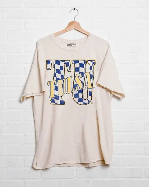 Tu Twisted Check Off White Thrifted Tee 1