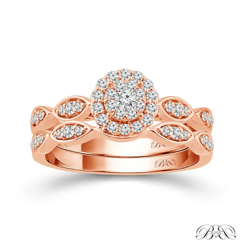 Two Hearts® Blush Bloom Round Diamond Bridal Set 1