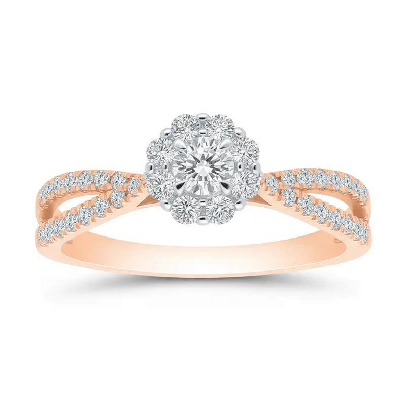Two Hearts® Blush Bloom Round Diamond Engagement Ring 1