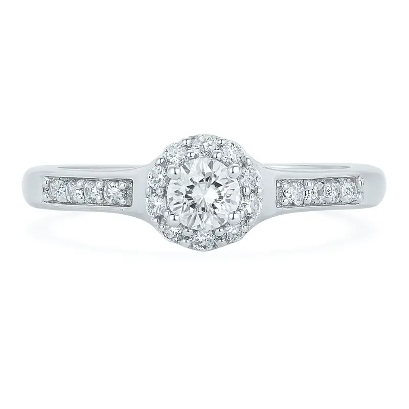 Two Hearts® Celestial Round Halo Engagement Ring 1