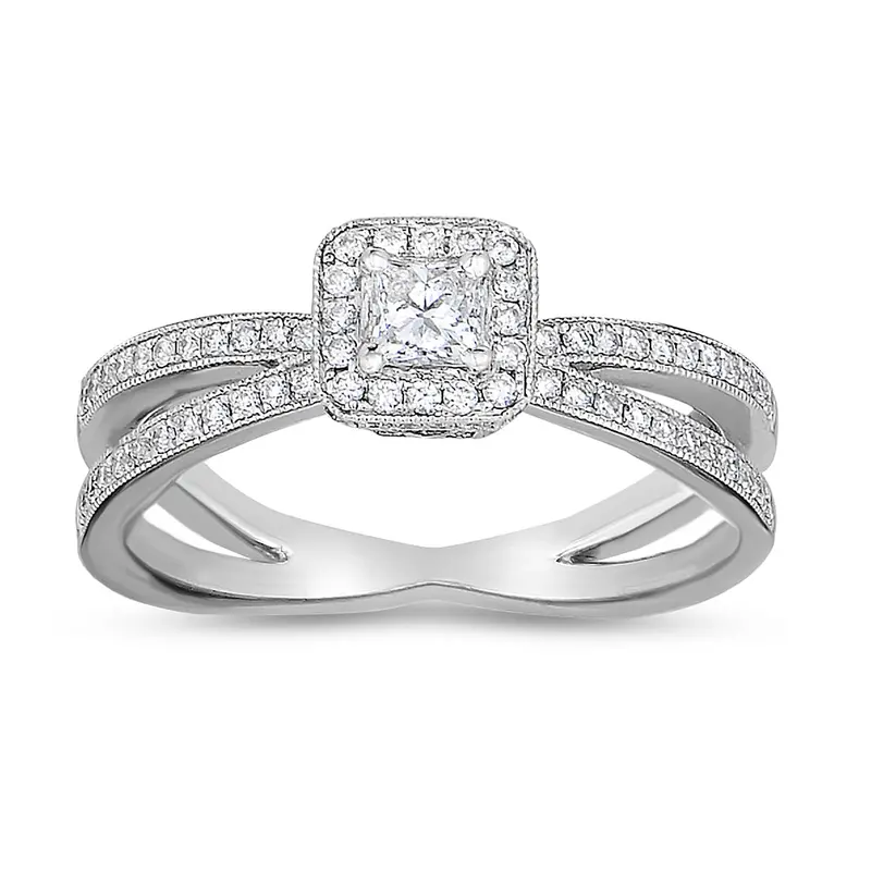 Two Hearts® Cherished Path Princess Diamond Engagement Ring 1