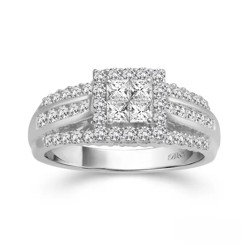 Two Hearts® Crowned Brilliance Princess Engagement Ring 1