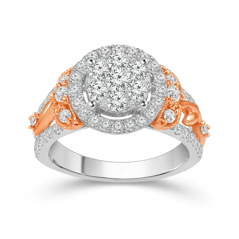 Two Hearts® Floral Frost Round Diamond Engagement Ring 1