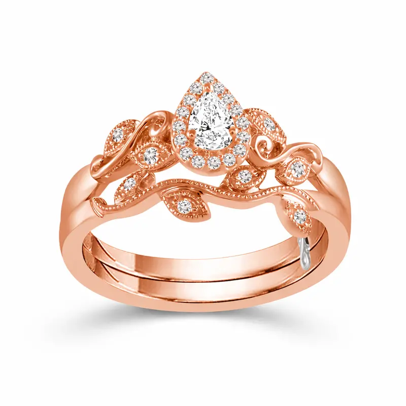 Two Hearts® Garden Of Devotion Pear Diamond Bridal Set 1