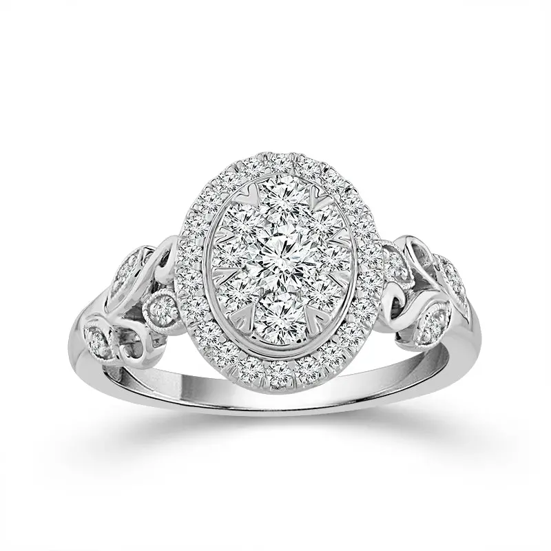 Two Hearts® Icelight Oval Cluster Round Diamond Engagement Ring 1