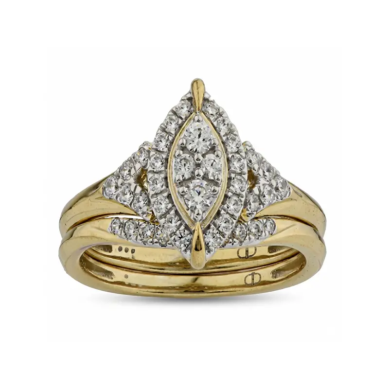 Two Hearts® Marquise Cluster Round Diamond Bridal Set 1