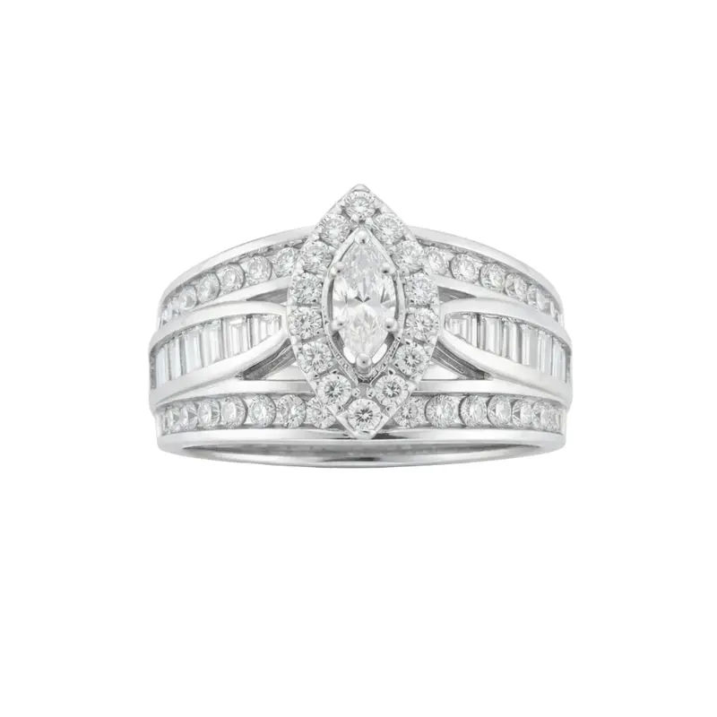 Two Hearts® Marquise Halo Engagement Ring 1