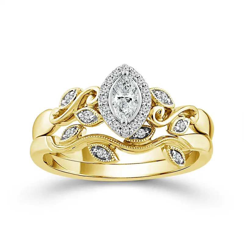 Two Hearts® Marquise Halo Scroll Bridal Set 1