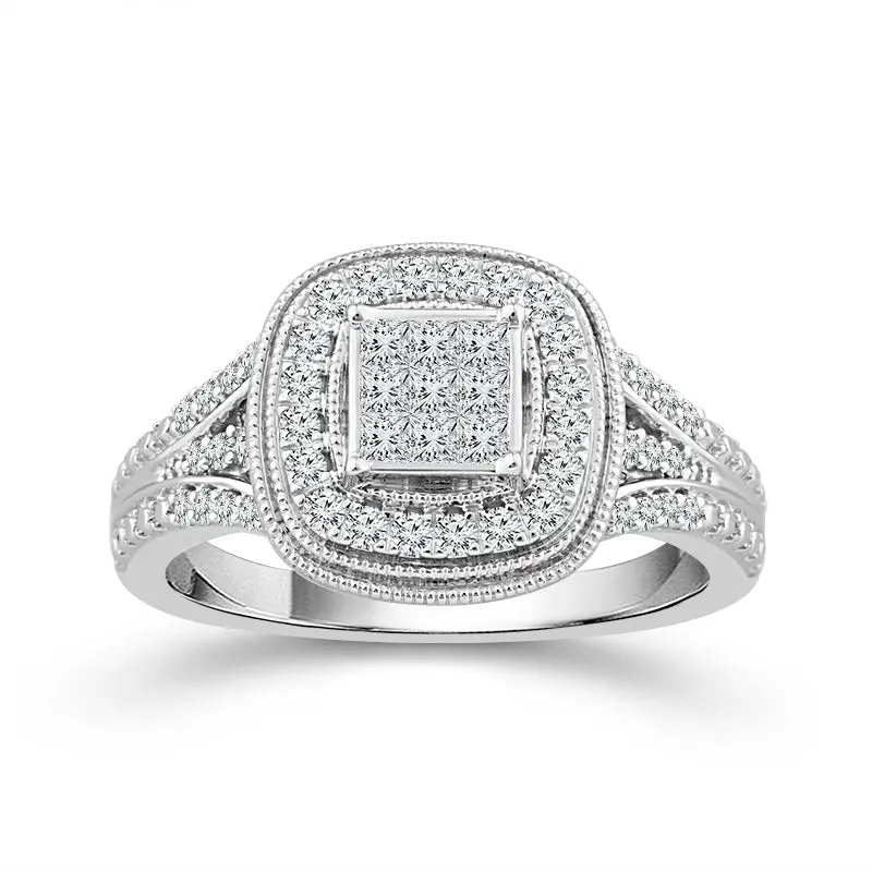 Two Hearts® Mosaic Glow Princess Diamond Engagement Ring 1