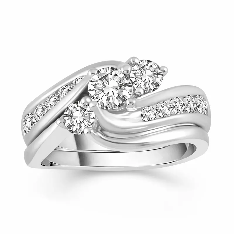 Two Hearts® Past Present Forever Round Diamond Bridal Set 1