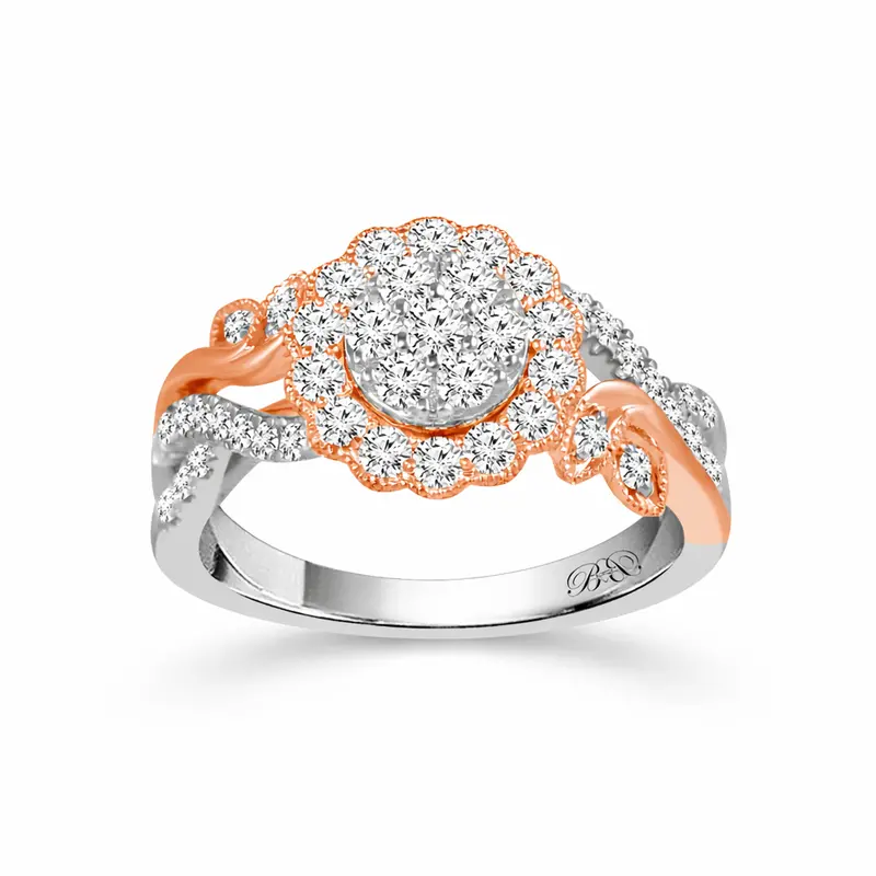 Two Hearts® Rosé Twist Round Diamond Engagement Ring 1