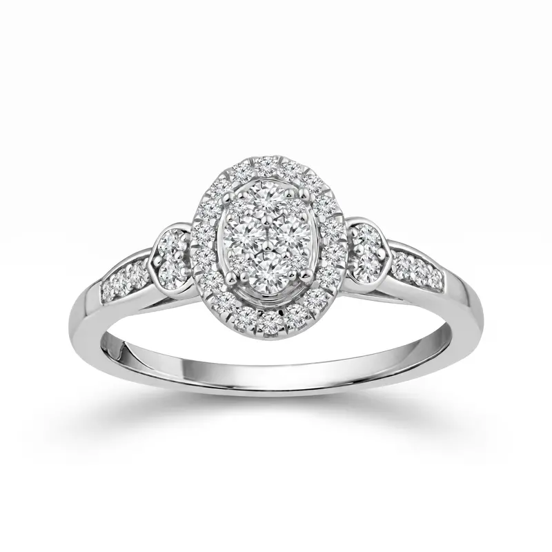 Two Hearts® Two Hearts® Oval Halo Round Diamond Engagement Ring 1