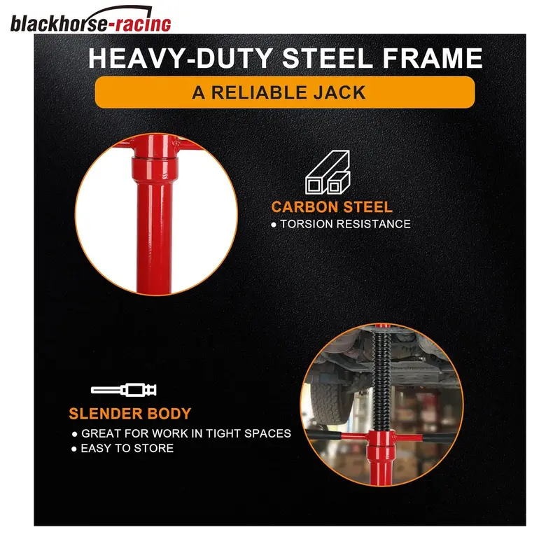 Underhoist Support Stand, 3/4 Ton Capacity, 12 Inch Diameter Base, Contoured Saddle, Bearing Mounted Spin Handle, Self-Locking Acme Threaded Screw 1