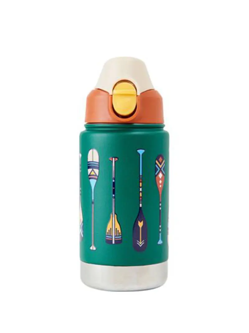 United By Blue 12Oz Stainless Steel Bottle Kids Paddle Stripes Green 1