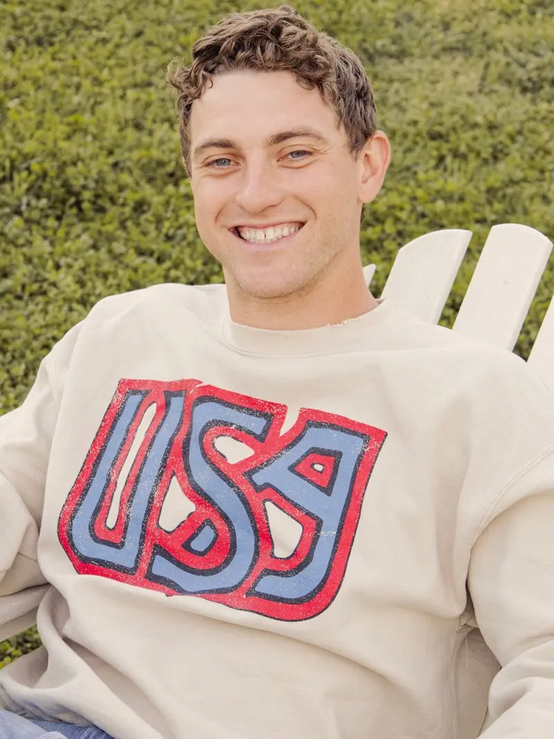 Usa Monogram Sand Thrifted Sweatshirt 1
