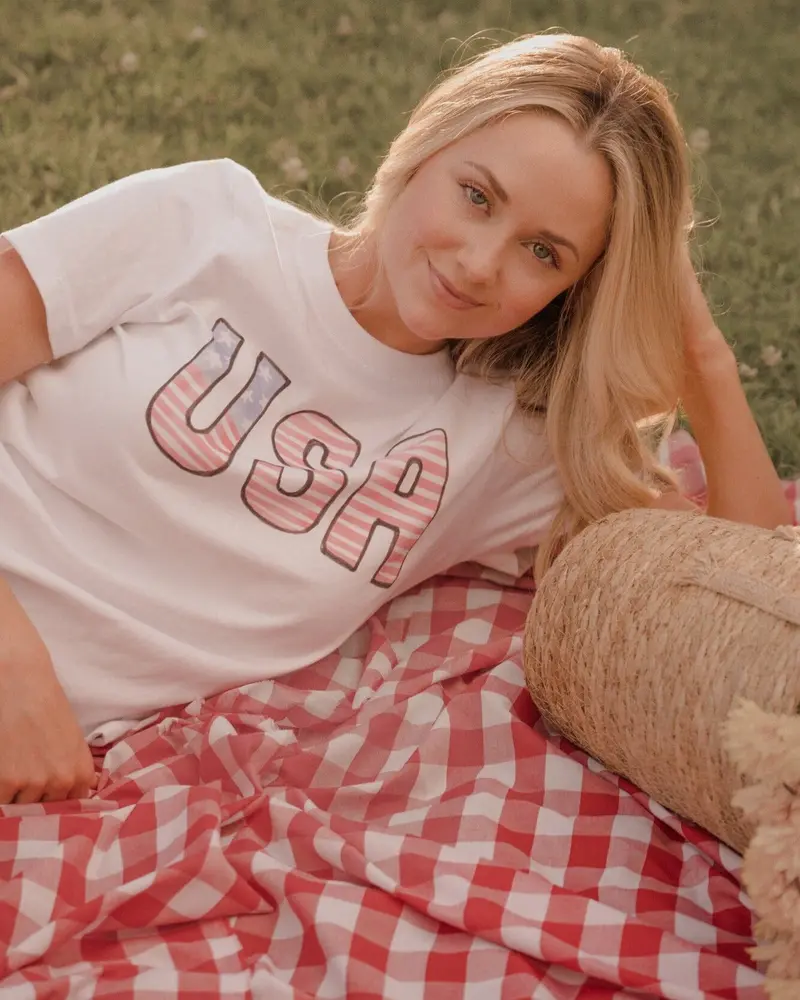 Usa Watercolor White Ellie Perfect Tee 1