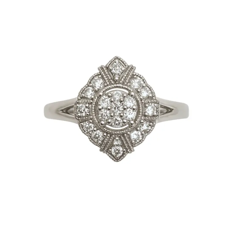 Vintage Truelight Round Diamond Cluster Promise Ring 1