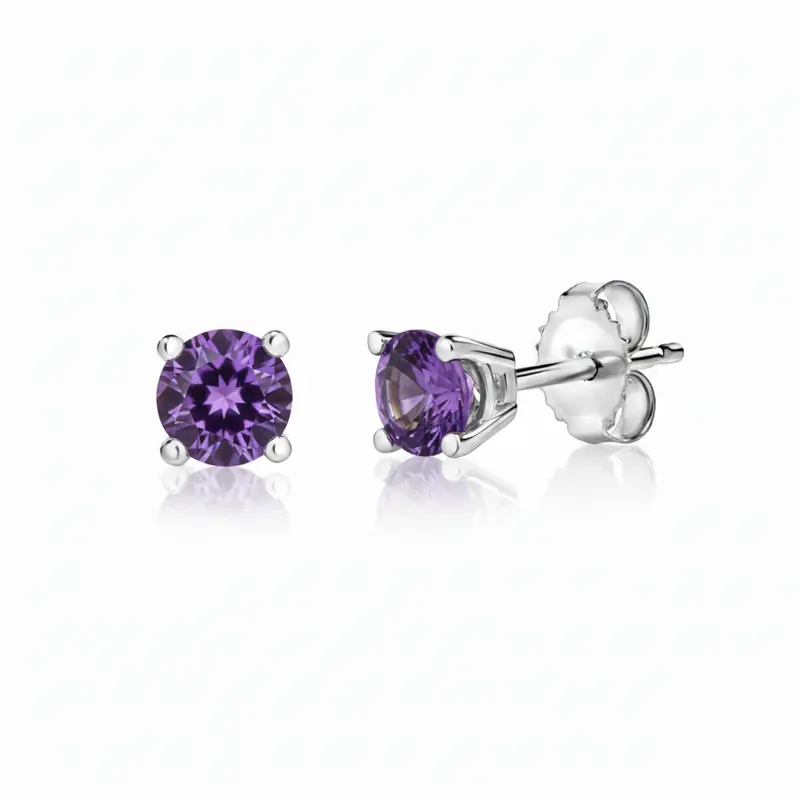 Violet Flame Amethyst 10K Stud Earrings 1