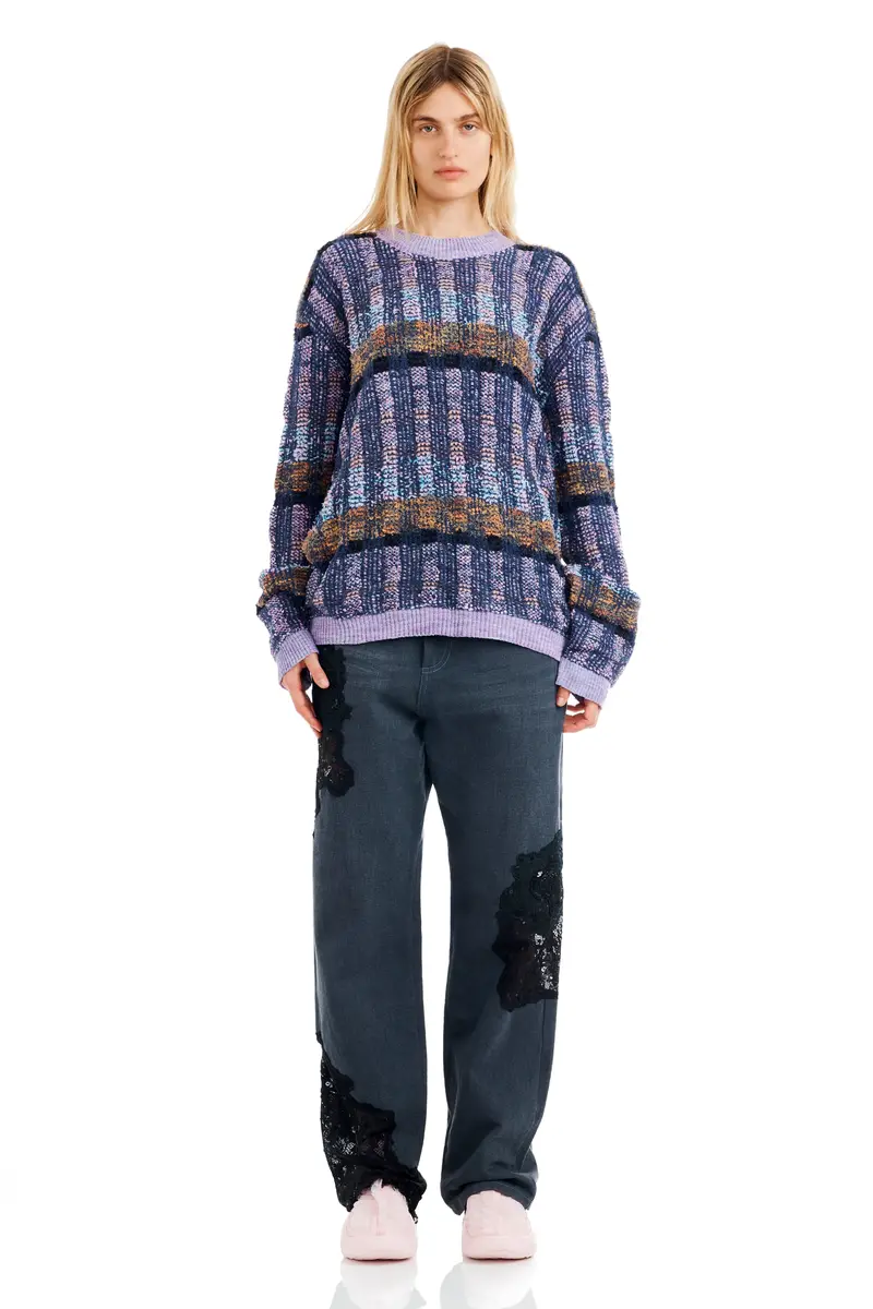 Vitelli Purple Plaid Woolly Sweater 1