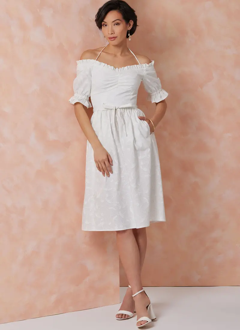 Vogue Dress With Tie Belt V2107 1
