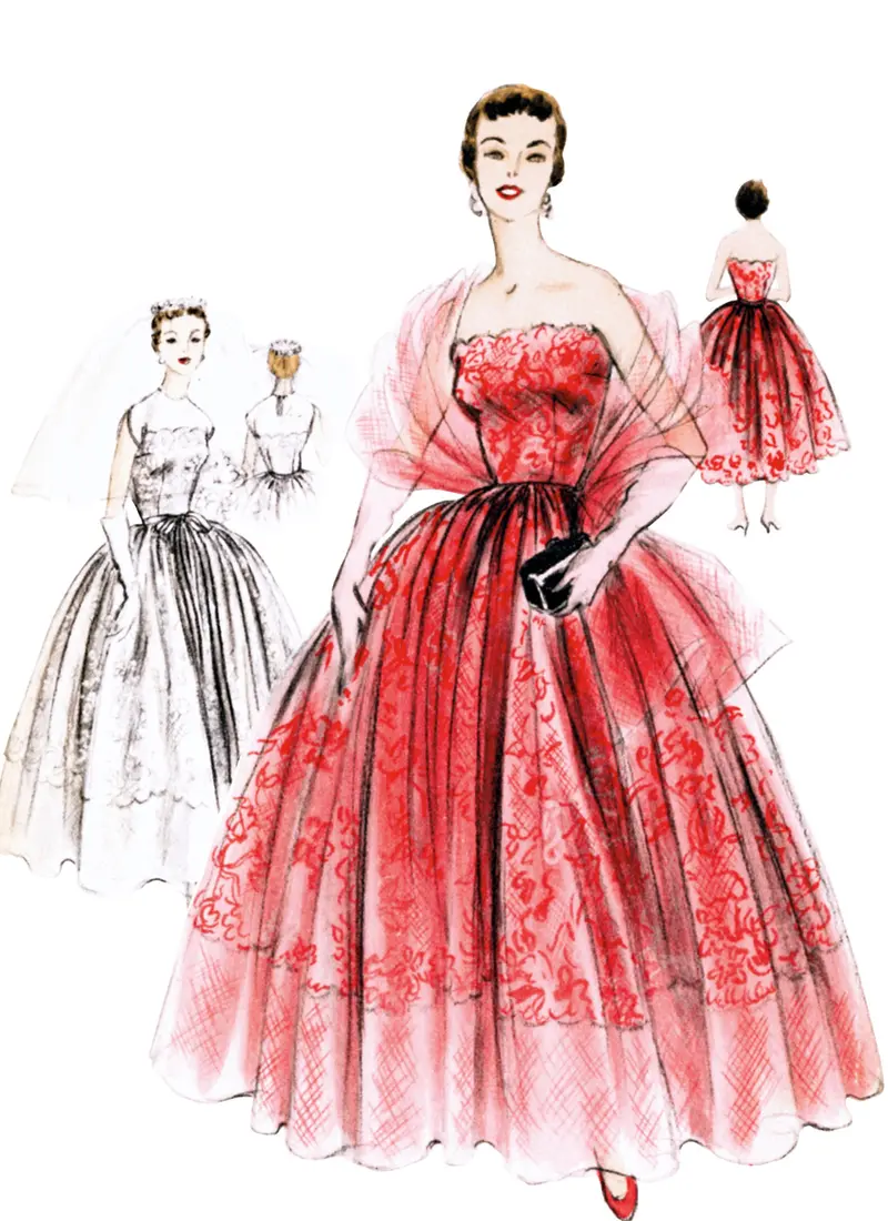 Vogue Vintage 1950'S Evening/Bridal Dress & Stole V2061 1