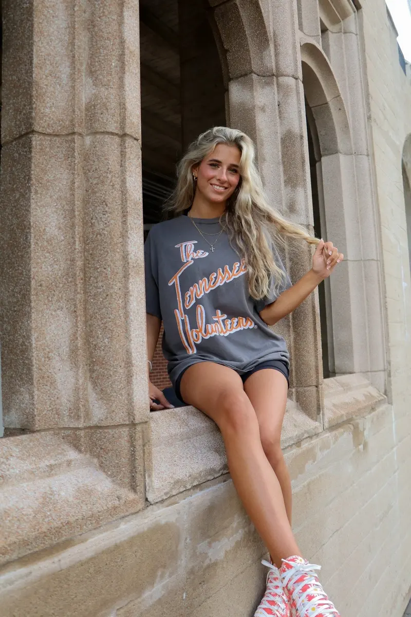Vols Beverly Charcoal Thrifted Tee 1