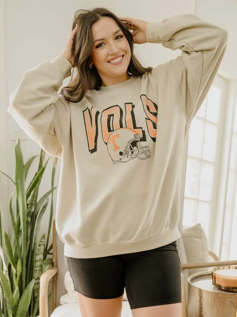 Vols Helmet Fade Sand Thrifted Sweatshirt 1