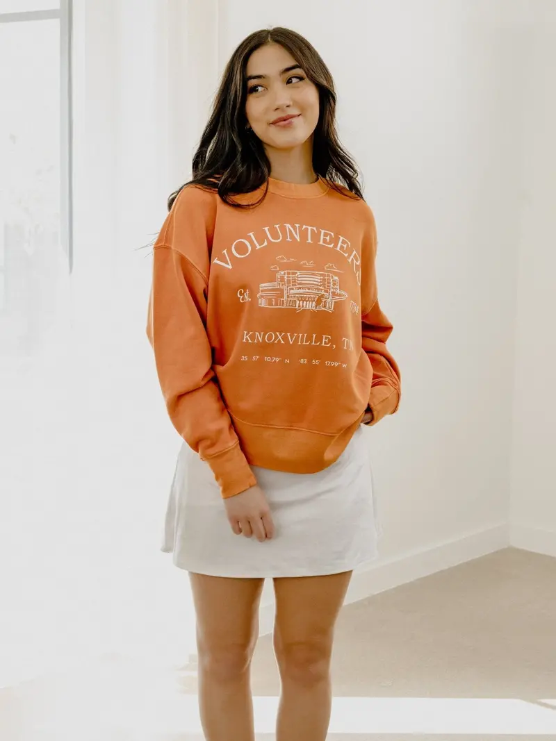 Vols Stadium Coordinates Orange Hi-Dive Oversized Crew Sweatshirt 1