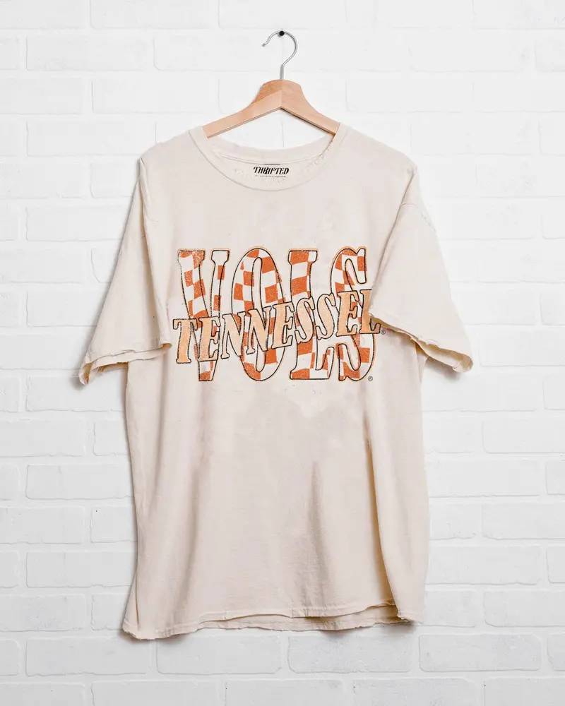 Vols Twisted Check Off White Thrifted Tee 1